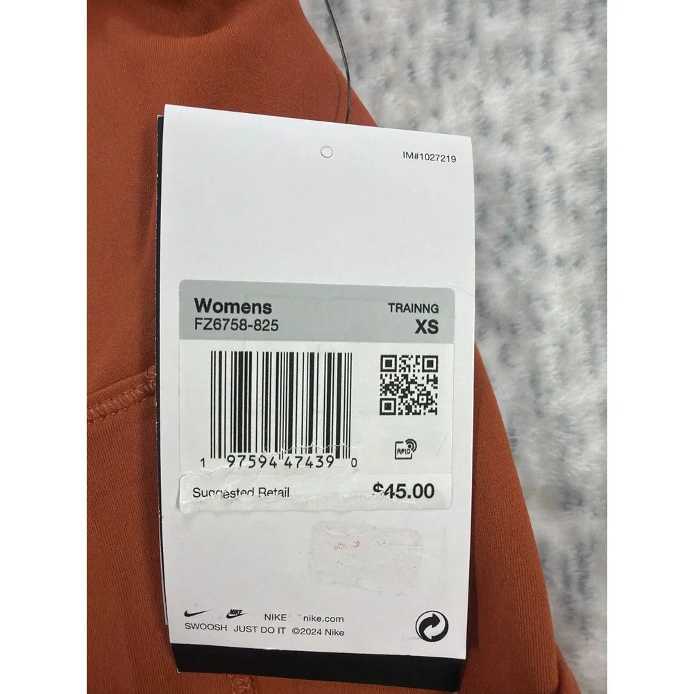 Nike One Dri-FIT Womens High Rise 8 Inch Biker Shorts Burnt Orange FZ6758-825 XS